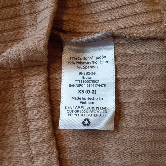 Pumpkin Spice Ribbed Long Sleeve Crewneck Top Relaxed Minimalist Slouchy Active - Picture 13 of 14